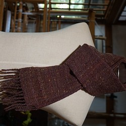 手紡ぎ糸で手織りのマフラー 1枚目の画像