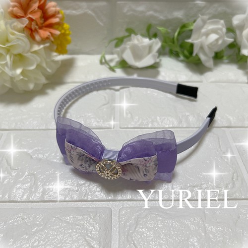 キッズカチューシャ リボン 花柄×パープル カチューシャ YURIEL 通販