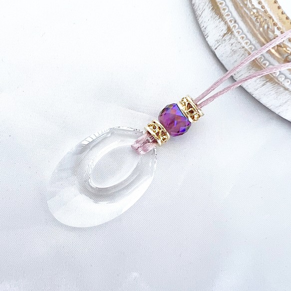 美麗的長項鍊，施華洛世奇水晶和紫水晶 第1張的照片