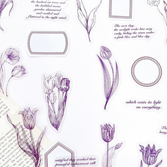 英字 植物 ラベル フレークシール 40枚set 《purple》 [F555] 1枚目の画像