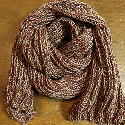 イギリスゴム編みのコットンマフラー・エンジ 1枚目の画像