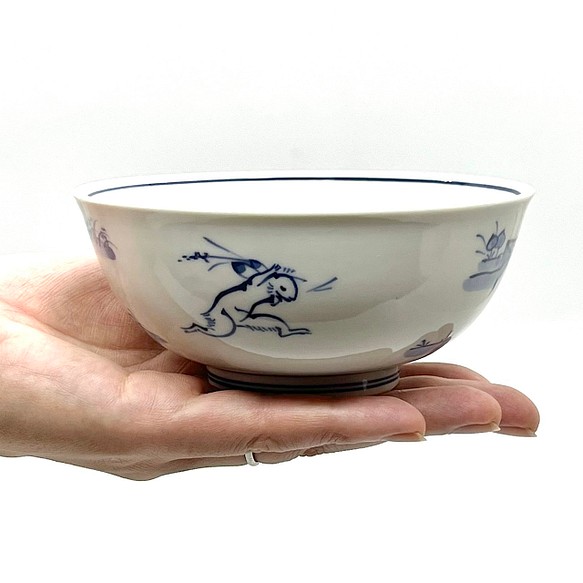 【鳥獣戯画】染付ご飯茶碗 1枚目の画像
