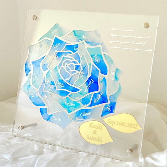 ウェルカムボード　ゲスト参加型結婚証明書　Bluerose gold leaf 1枚目の画像