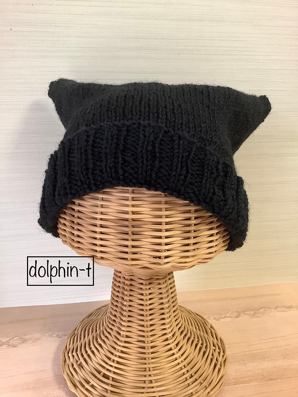 世界の人気ブランド 猫耳ニット帽 ファー 手編み ハンドメイド