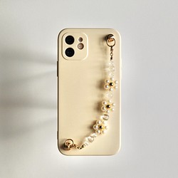 小さなお花のキーリングハンガー（Pearl&Gold）【マットカラーケース込み】 1枚目の画像