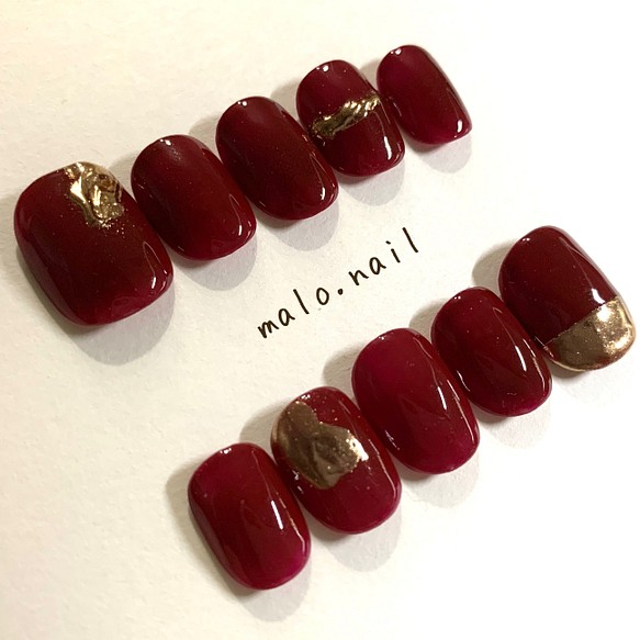 秋ネイル 冬ネイル ミラーアレンジ ミラーネイル ネイルチップ カジュアルネイル ネイルチップ ネイルシール Malo Nail 通販 Creema クリーマ ハンドメイド 手作り クラフト作品の販売サイト