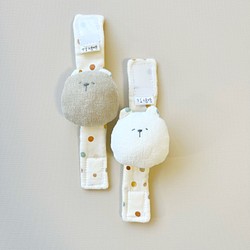 リストラトル(くま白)オーガニックコットン使用☆ガラガラ☆にぎにぎ☆出産祝い☆プチギフト☆赤ちゃんのおもちゃ 1枚目の画像