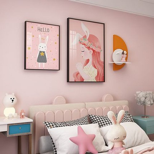 子供部屋の装飾絵画ピンクの漫画の女の子のハート暖かい寝室のベッドサイドのツーピースの壁画の部屋の背景の壁画 ウォールデコ Soga Reijiro 通販 Creema クリーマ ハンドメイド 手作り クラフト作品の販売サイト