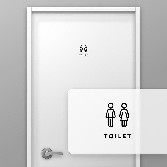 トイレ (TOILET) -男性+女性 タイプB【賃貸OK・部屋名サインステッカー】 1枚目の画像