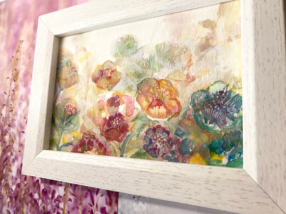 ポピー　花　花の絵　ハンドメイド　水彩　アクリル　カラフル　幸せな予感 1枚目の画像