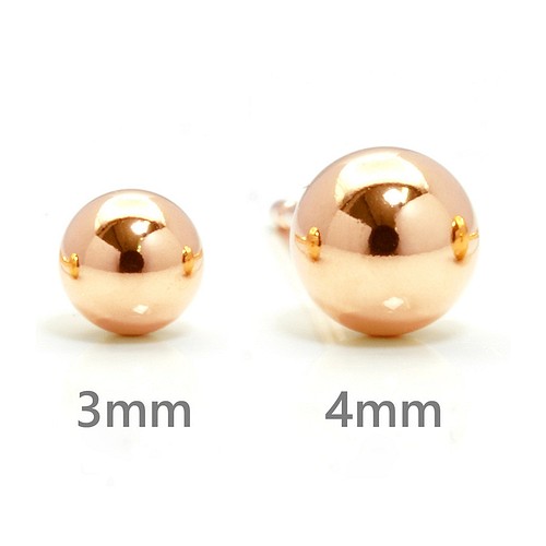 K18 ピアス ボール 3mm ピンクゴールド 18金 18k PG 丸玉 ペア