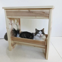 猫アロマ 八角形 ２段ベッド ねこ ネコ 猫ベッド 木製 クッション
