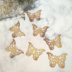 キラキラ ブロンズ色 蝶々 7枚 ダイカット クラフトパンチ コラージュ 素材 1枚目の画像