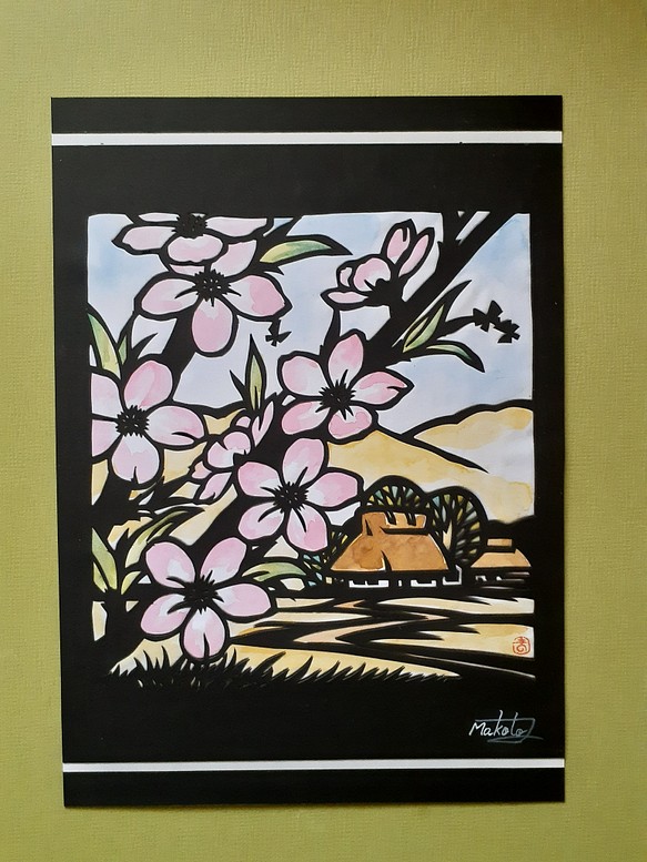 切り絵 田舎の四季[春の桃の花] 切り絵 makochin 通販｜Creema(クリーマ)