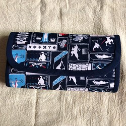 日本柄長財布（忍者・紺色） 1枚目の画像