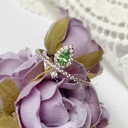 天然沙弗萊石 純銀戒指 石榴石 翠綠 細緻優雅 天然石 日系輕珠寶 第1張的照片