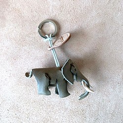 動物森林-大象-真皮植鞣 皮革鑰匙圈 吊飾 動物造型 第1張的照片