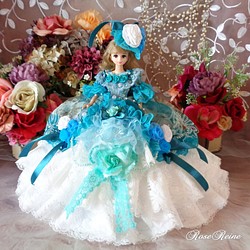 ネット公式  ドラマティックグリーンの華やかな舞踏会マーメイドドールドレス豪華4P 魅惑の妖精 おもちゃ/人形