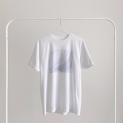 ブルー　Lサイズ　マーブル　Tシャツ　ポーリング　アート　半袖　ユニセックス 1枚目の画像