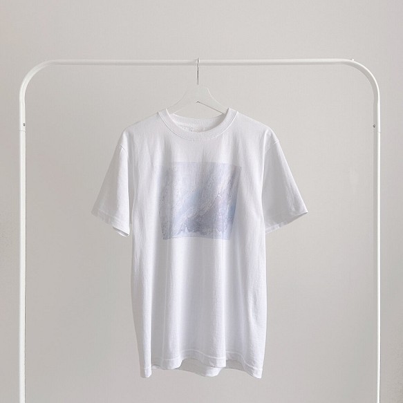 ブルー　Lサイズ　マーブル　Tシャツ　ポーリング　アート　半袖　ユニセックス 1枚目の画像