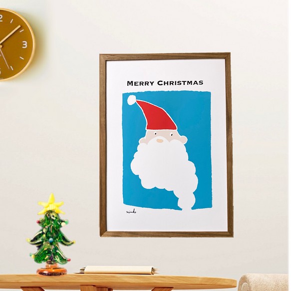 【クリスマス】【ポスター】絵本みたいなサンタのMerry Merry Christmas☆＊A4 1枚目の画像