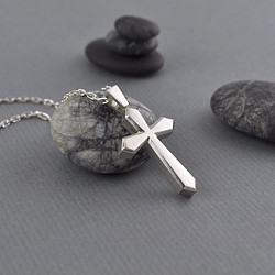 Sterling Silver Cross Necklace,Satin Finish 1枚目の画像