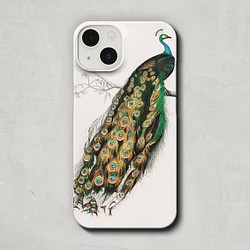 スマホケース / チャールズ デサリーヌ ドルビニ「インド クジャク」 iPhone 全機種対応 孔雀 絵 個性的 上品 1枚目の画像