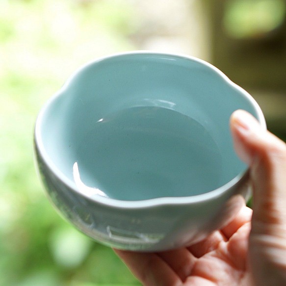 小鉢　おしゃれ　シンプル　すっきり　かわいい　青磁　京焼　プレゼント　作家　林紅村 1枚目の画像