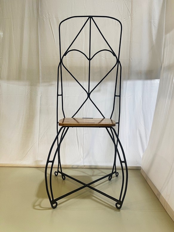 【マルコウ】　アイアン　チェアー　椅子　丸鋼　鉄　アート　ガーデンチェアー 1枚目の画像