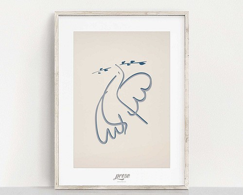 ピース 平和 オリーブの枝を加えた鳩のイラスト アートプリントポスター 写真 グラフィック Graphic Prese 通販 Creema クリーマ ハンドメイド 手作り クラフト作品の販売サイト