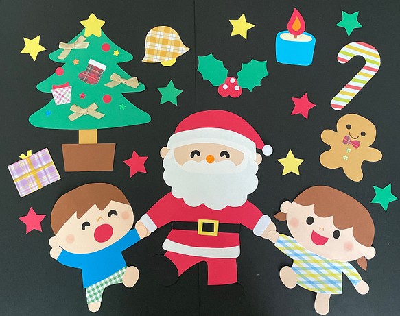 クリスマスの壁面飾り サンタさん 一緒に遊ぼう 生地 Momo 通販 Creema クリーマ ハンドメイド 手作り クラフト作品の販売サイト