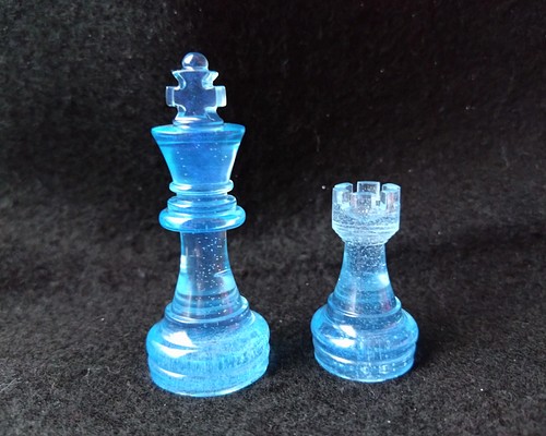 チェスの駒】クリアブルー系（キング／ルーク） その他インテリア雑貨