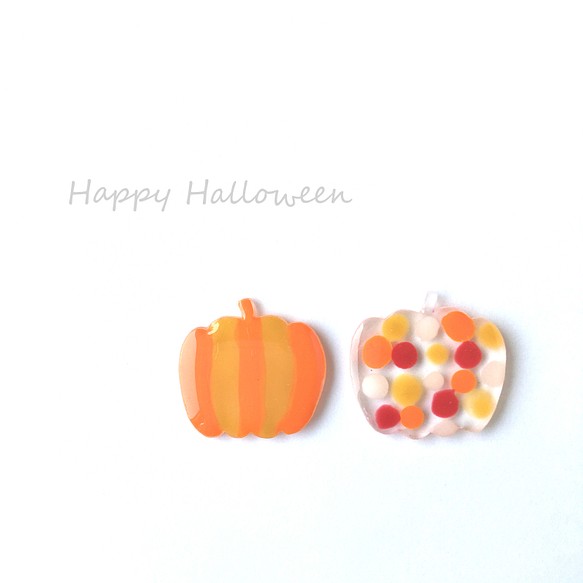 【ハロウィン】カラフルオレンジかぼちゃのイヤリング 1枚目の画像