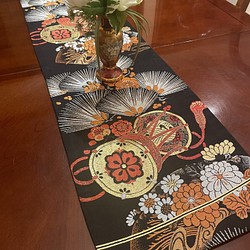豪華刺繍の袋帯で作った正絹テーブルランナー 帯リメイク1683 配膳用品 