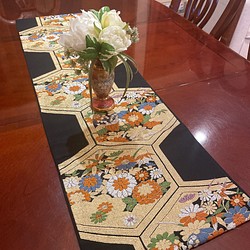 豪華刺繍の袋帯で作った正絹テーブルランナー　帯リメイク1688