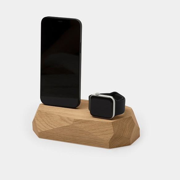 二合一實木iPhone充電座蘋果手機充電器Apple 充電座手機架・手機音響