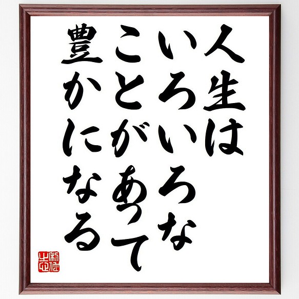 名言 人生はいろいろなことがあって豊かになる 額付き書道色紙 受注後直筆 Y7297 書道 名言専門の書道家 通販 Creema クリーマ ハンドメイド 手作り クラフト作品の販売サイト