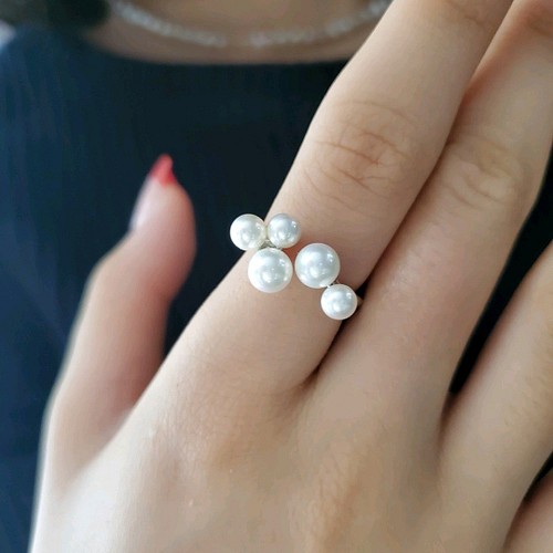 買い正規品 パールとダイヤモンドの指輪とピアス　セット リング