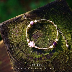 Molla 淡雅薰衣草紫晶舒螢石手環（手工訂製-可調硬式手環） 第1張的照片
