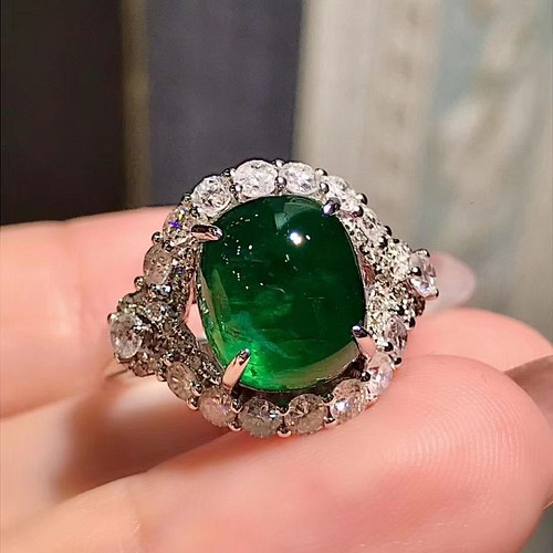 オーセンティック 天然 エメラルド ダイヤ リング4.75ct k18 ¥ - www