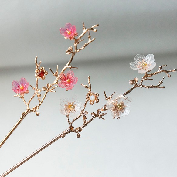 花枝 大ぶりモチーフかんざし ヘアアクセサリー 髪飾り 簪 桜 梅の花