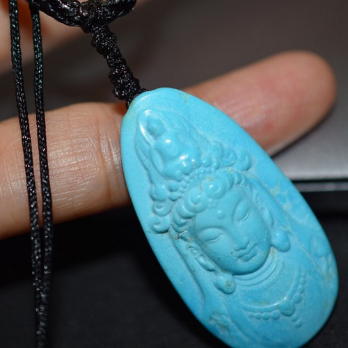 トルコ石 ターコイズ 天然石 本鼈甲 美人側顏 細工 ネックレス 