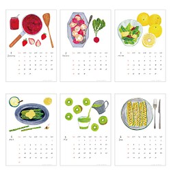 2023カレンダー　いわしまあゆ　食べ物　果物　旬　モチーフ　イラスト 2枚目の画像
