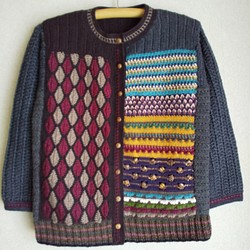 【プライスダウン】かぎ針編みとアフガン編みのカーディガン 1枚目の画像
