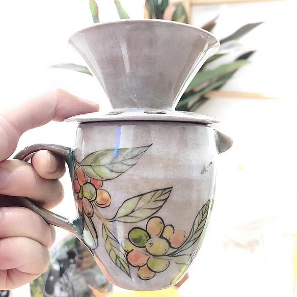 【免運費】手繪手沖咖啡壺 | 手拉坯 | 咖啡過濾杯陶瓷器具 | 手作 | 禮物 第1張的照片