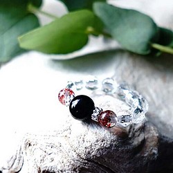Morion 黑水晶 &amp; 超級七水晶戒指 戒指 天然石 SV925 第1張的照片
