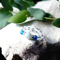 翡翠藍磷灰石水晶戒指戒指天然石SV925 第1張的照片