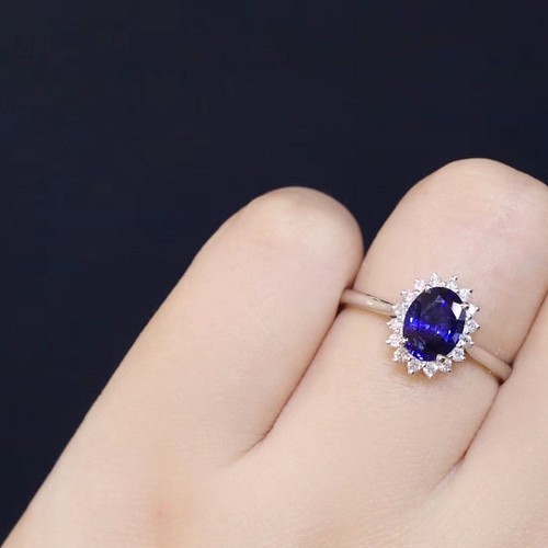 天然 ロイヤルブルーサファイア ダイヤ リング1.45ct k18 f