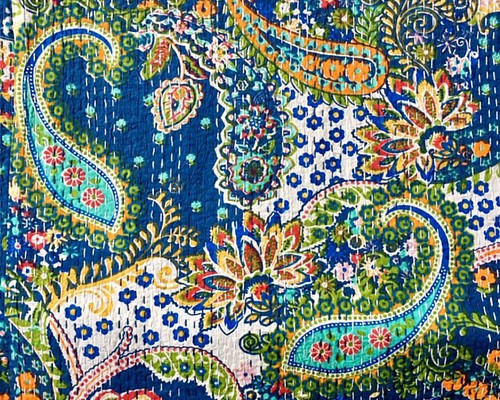 ブロックプリント マルチカバー ペーズリー：Paisley ネイビー 約