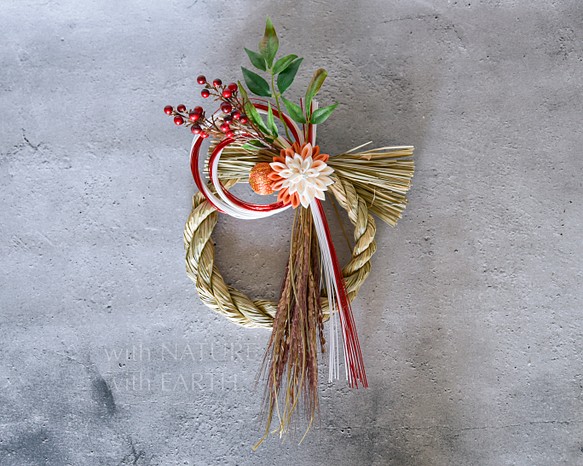 New year Wreath. OR.med_0222　- つまみ細工のしめ縄飾り 1枚目の画像